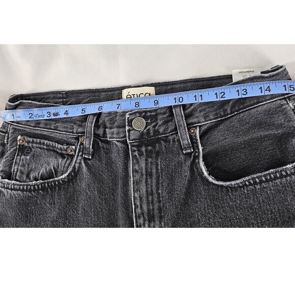 ETICA WOMEN'S REAH MID RISE STRAIGHT JEANS – BLACK STONE WASHED, SIZE 28 - Picture 12 of 13